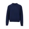 Emporio Armani Eagles Motif Jacquard Wool Sweater In Blue