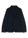 Emporio Armani Embroidered-logo Blazer In Blu