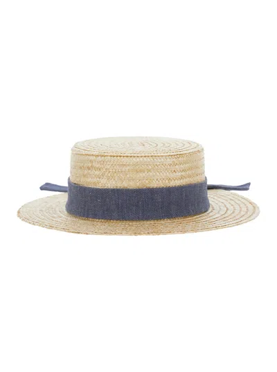 Emporio Armani Eg000581af22486 Straw With Back Knot Sun Hat In Neutral