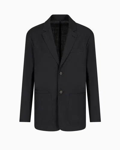Emporio Armani Einreihiges Sakko Aus Superleichtem Wollfresko In Schwarz