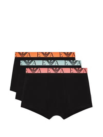 Emporio Armani Elastic Band Logo Boxers Set Of Three In Black