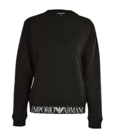 Emporio Armani Elastic Lace Sweater In Black