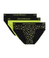 Emporio Armani Elastic Waist Briefs Pants 3-piece Set In Black