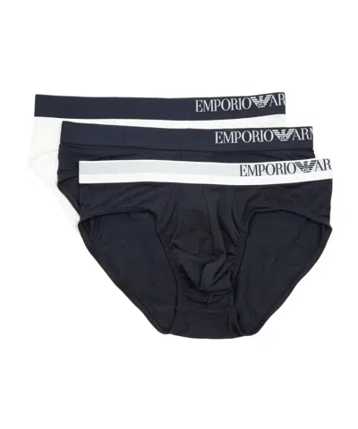 Emporio Armani Elastic Waist Briefs Pants 3-piece Set In Black