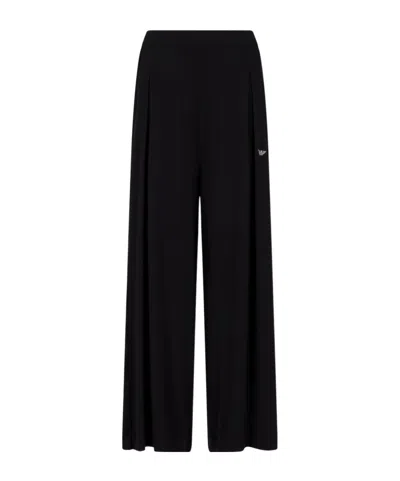 Emporio Armani Elastic Waist Pajama Pants In Black