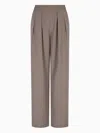 Emporio Armani Technical-cady Trousers With Elasticated Waistband In Brown