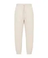Emporio Armani Logo Print Textured Fabric Sweatpants In White