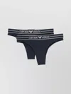 Emporio Armani Elastic Waistband Two-pack Brazilian Briefs In Blue