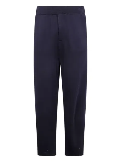 Emporio Armani Elastic-waistband Welt-pocket Trousers In Blue