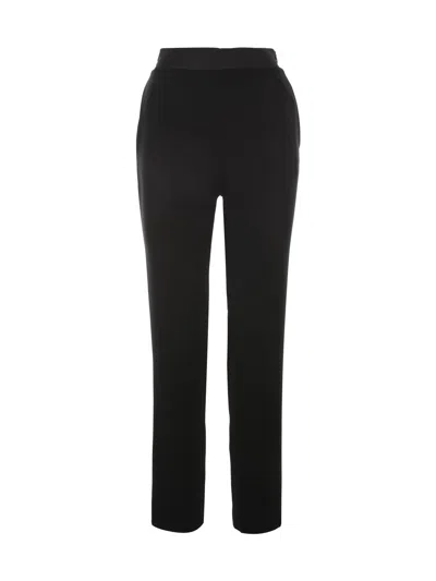 Emporio Armani Women's Elastic Waisted Trousers With Sartin Details In Black