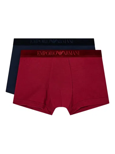Emporio Armani Elasticated Logo Boxers In Red
