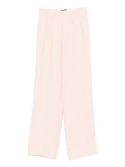 Emporio Armani Tailored Pleated Trousers Side Pockets Wide Leg In Pink