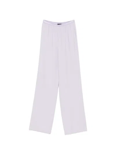 Emporio Armani Techno Cady Wide-leg Trousers With An Elasticated Waistband In Purple