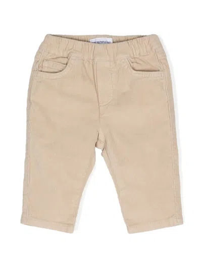 Emporio Armani Babies' Elasticated-waist Corduroy Trousers In Neutrals