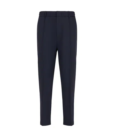 Emporio Armani Elasticated-waist Tapered-leg Trousers In Black