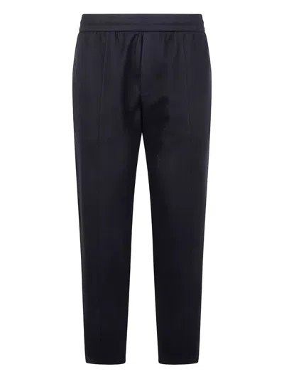 EMPORIO ARMANI ELASTICATED-WAIST WOOL TROUSERS