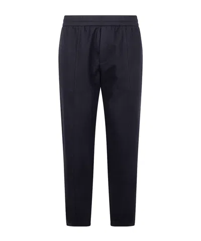 EMPORIO ARMANI ELASTICATED-WAIST WOOL TROUSERS