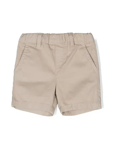Emporio Armani Babies' Elasticated-waistband Cotton Shorts In Neutrals