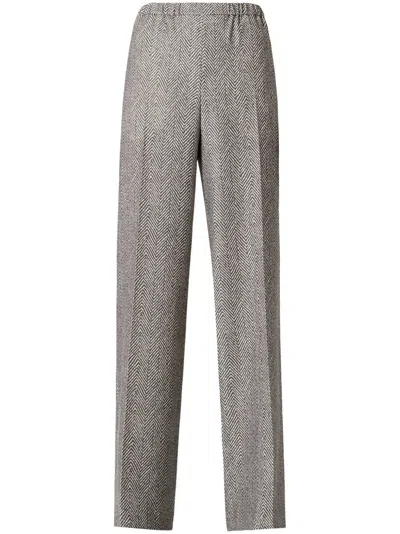 Emporio Armani Elasticated-waistband Herringbone Shorts In White