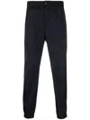 Emporio Armani Elasticated-waistband Tapered Trousers In Blau