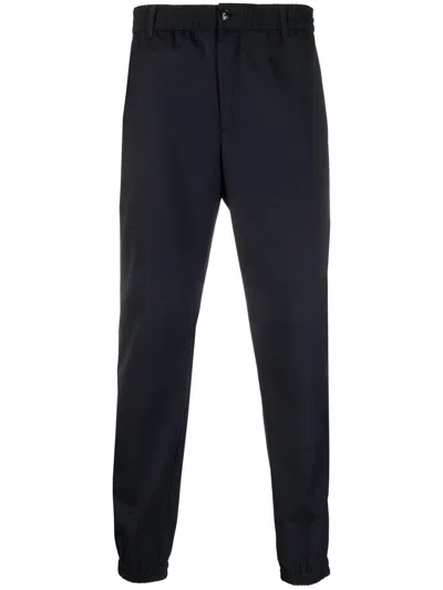 Emporio Armani Elasticated-waistband Tapered Trousers In Blau