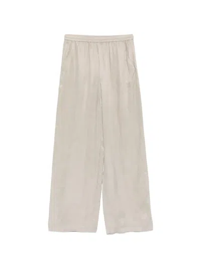 Emporio Armani Wide Leg Satin Lyocell Lounge Trousers In Neutral