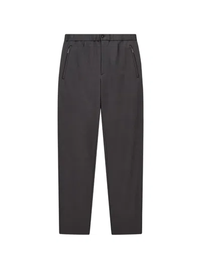 Emporio Armani Elasticated-waistband Straight-leg Trousers In Gray