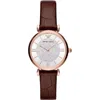 Emporio Armani Emporio Ari Brown Steel And Leather Quartz Watch In Blue