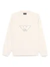 Emporio Armani Logo Cotton Sweatshirt In Neutral
