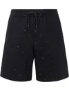 Emporio Armani Allover Logo Cotton Shorts In Black