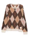 Emporio Armani Oversized Argyle Jacquard Knit Pullover In Multi