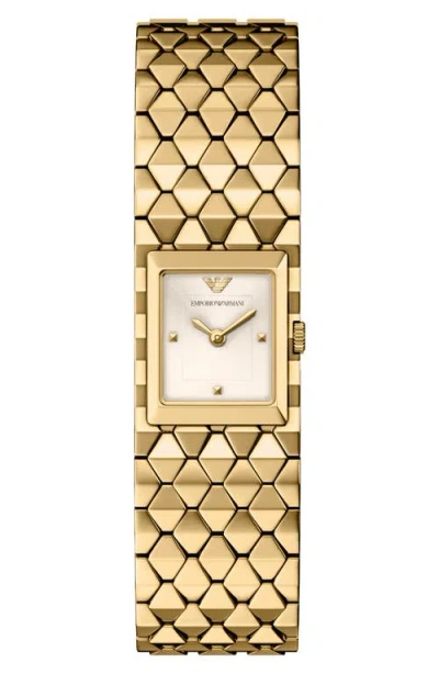 Emporio Armani Embedded Case Bracelet Watch, 20mm X 31mm In Gold