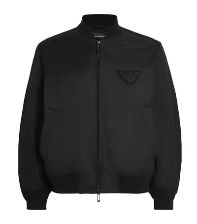 Emporio Armani Embellished Bomber Jacket In Black