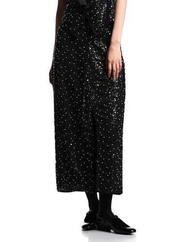 Emporio Armani Embellished Georgette Skirt In Black