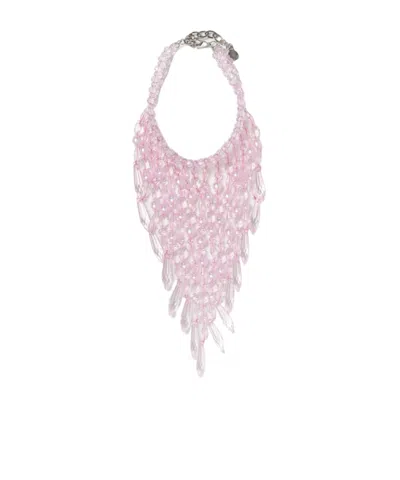 Emporio Armani Embellished Necklace In Pink