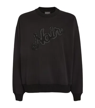 Emporio Armani Embellished Noir Sweatshirt In Black