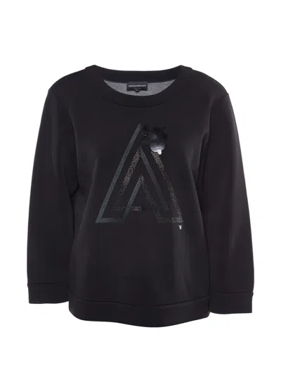 Pre-owned Emporio Armani Embellished Sweatshirt In Black