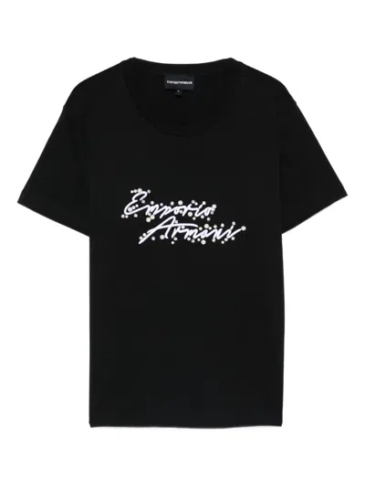 Emporio Armani Embellished T-shirt In Black