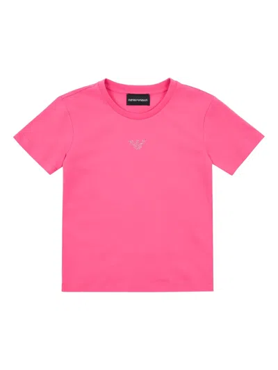 Emporio Armani Kids' Embellished T-shirt In Pink