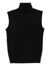 Emporio Armani Embellished Turtleneck Tank Top In Black