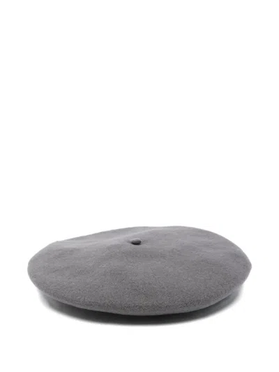 Emporio Armani Embellished Wool Beret In Gray