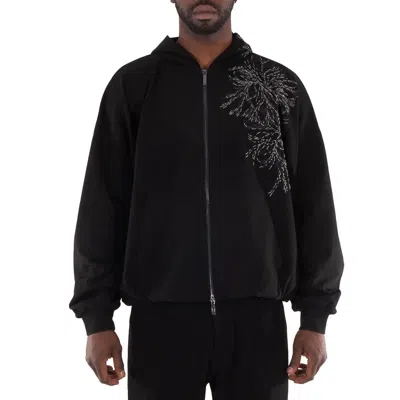 Emporio Armani Embellished Zip-up Jacket In Black