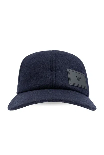 Emporio Armani Emblem Patch Baseball Cap In Navy