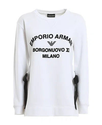 Emporio Armani Emblem Printed Side Strap Sweater In White