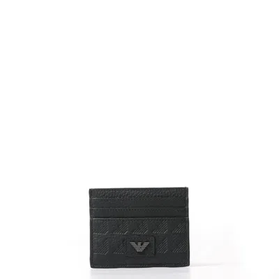 Emporio Armani Mens Logo-embellished Faux-leather Card Holder Black