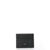 Emporio Armani Leather Card Holder With All-over Embossed Eagle In Black