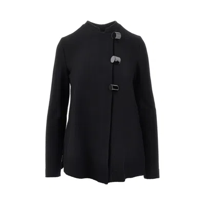 Emporio Armani Embossed Cotton-blend Jacket In Black