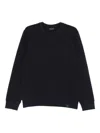Emporio Armani Crew Neck Cotton Blend Sweatshirt With Ribbed Cuffs In Black
