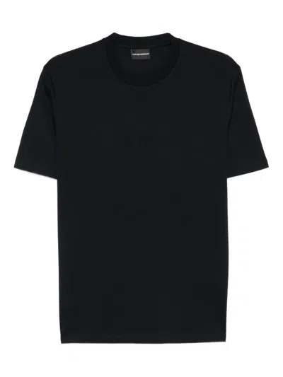 Emporio Armani Embossed Crew-neck T-shirt In Black
