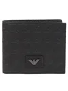 Emporio Armani Embossed Eagle All Over Wallet In Black
